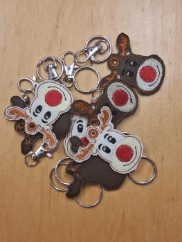 ITH-Stickdatei Schlüsselanhänger Rentierkopf